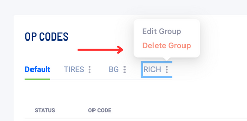 Op Code Group Delete