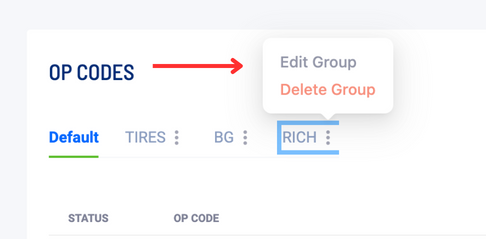 Op Code Group Edit Menu
